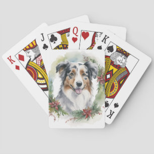 Baraja De Cartas Corona de Navidad de Pastor Australiano Perro Fest