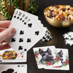 Baraja De Cartas Corona de Navidad de Terrier Escocés Perro Festivo