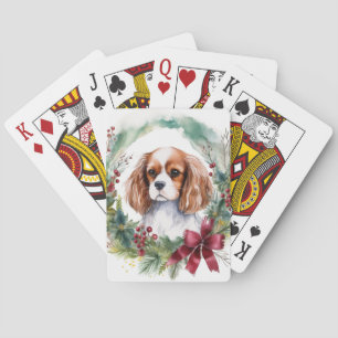 Baraja De Cartas Corona de Navidad del Rey Cavalier Festiva Perrito