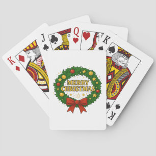 Baraja De Cartas Corona de Navidad dorada – Festiva Roja Verde Dora