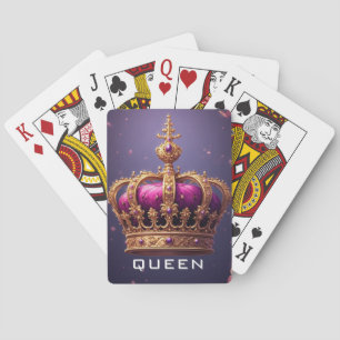 Baraja De Cartas Corona de púrpura elegante con adornos de oro