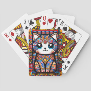Baraja De Cartas Cortar gato con encanto de patrón tradicional