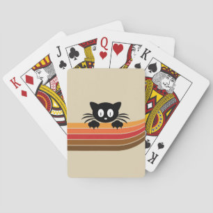 Baraja De Cartas Cortar gato negro con rayas retro