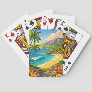 Baraja De Cartas Costa Tropical de Maui Hawaii Viajes Retro