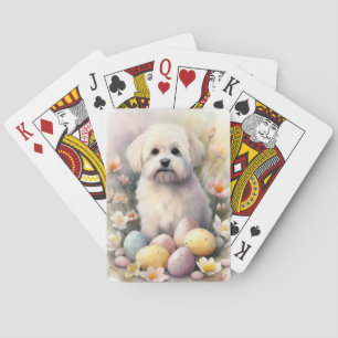 Baraja De Cartas Coton De Tulear con huevos de Pascua
