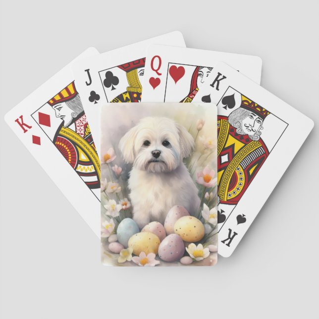 Baraja De Cartas Coton De Tulear con huevos de Pascua (Reverso)