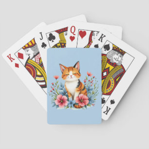 Baraja De Cartas Cottagecore Gato Floral Sereno Fino Botánico