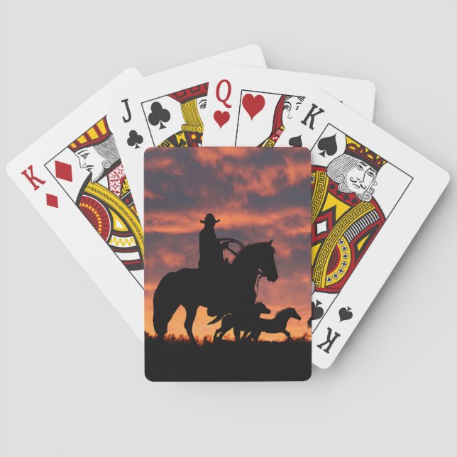Baraja De Cartas Country Western Cowboy Caballos salvajes (Reverso)