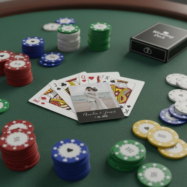 Baraja De Cartas Couple's Wedding Engagement Photo Date (Playing cards with a personal touch.)