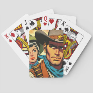 Baraja De Cartas Cowboy/Cowgirl Retro Comics