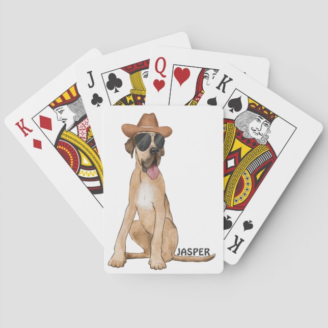 Baraja De Cartas Cowboy Great Dane Dog (Reverso)
