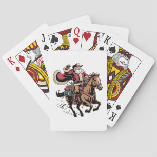 Baraja De Cartas Cowboy Santa Claus montando a caballo Navidad 