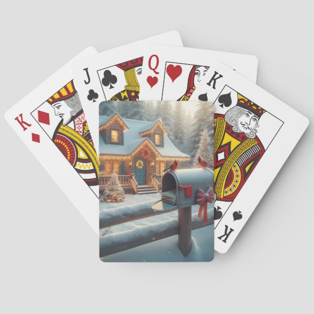 Baraja De Cartas Cozy Christmas Cabin Winter Wonderland (Reverso)