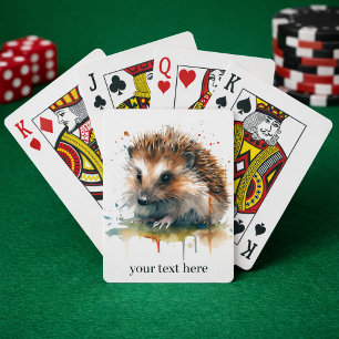 Baraja De Cartas Cozy Critter: Erizo en Acuarela, personalizado