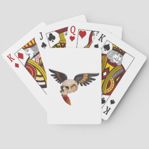 Baraja De Cartas Cracked Skull with Wings and Feather