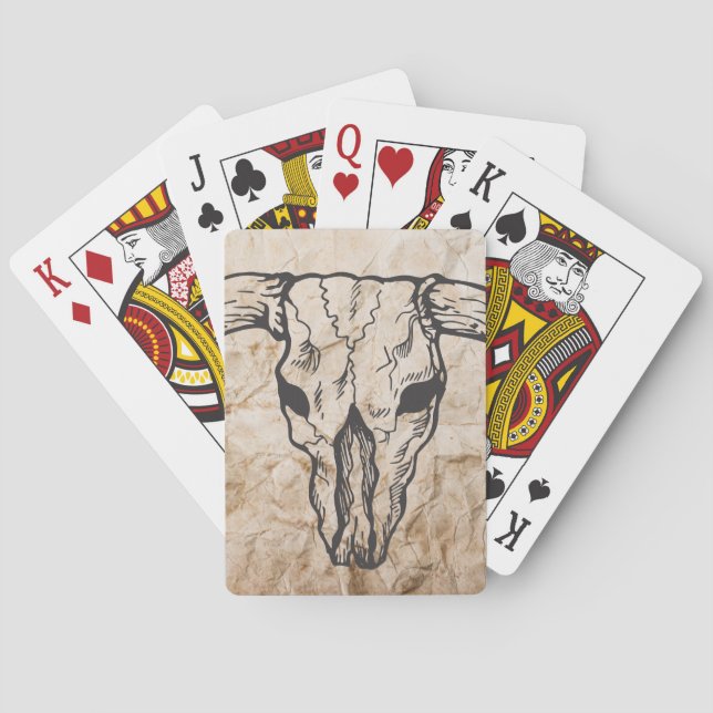 Baraja De Cartas Cráneo de Bull del fonolocalizador de bocinas (Reverso)