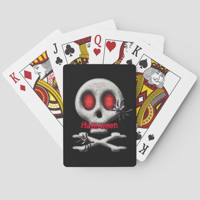 Baraja De Cartas Cráneo de Halloween y arañas personalizadas (Reverso)
