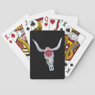 Baraja De Cartas cráneo de vaca pintado en negro