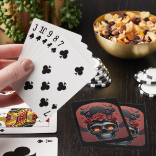 Baraja De Cartas Cráneo Enigmático y tarjetas de juego para Rosas