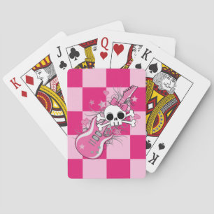 Baraja De Cartas Cráneo lindo con guitarra rosa