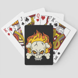 Baraja De Cartas Cráneo llameante y bandera pirata