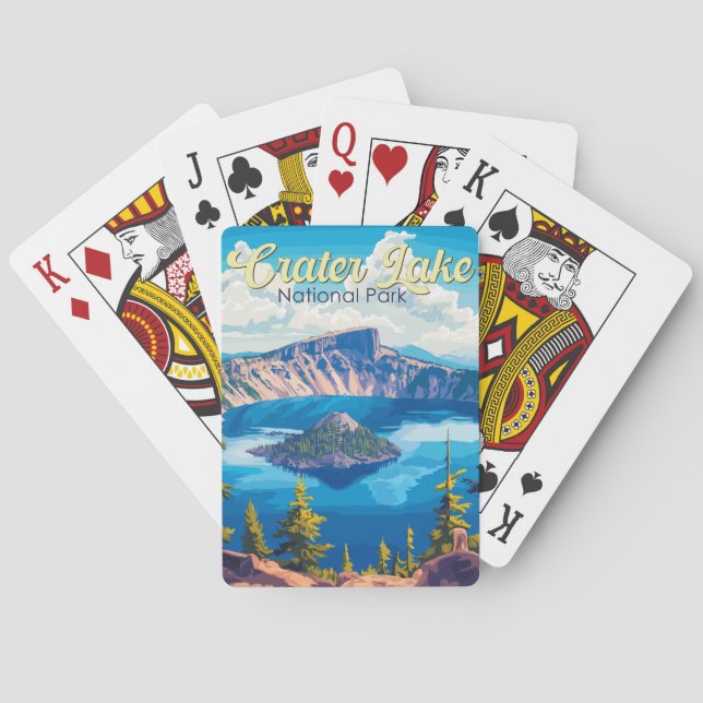 Baraja De Cartas Crater Lake National Park Ilustracion Travel Art (Reverso)