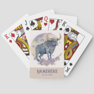 Baraja De Cartas Crea tu propia acuarela púrpura Taurus Zodiac