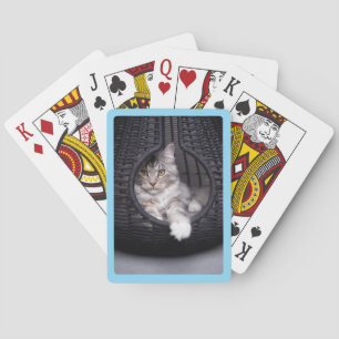 Baraja De Cartas Crea tu propia foto con borde azul bebé