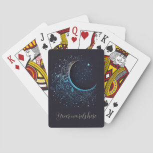 Baraja De Cartas Crea tu propia luna azul y dorada filigrana