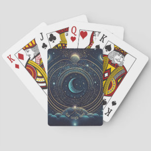 Baraja De Cartas Crea Tu Propia Luna Mística Azul y Dorada