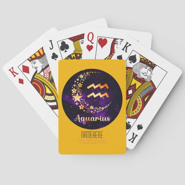 Baraja De Cartas Crea Tu Propio Acuario Zodiacal Celestial Púrpura (Reverso)