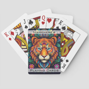 Baraja De Cartas Crea tu propio animal de tótem de tigre floral tri