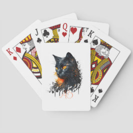 Baraja De Cartas Crea Tu Propio Busto de Gato Negro Ardiente