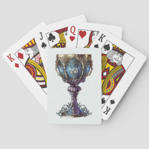 Baraja De Cartas Crea tu propio cáliz con borde dorado azul y púrpu