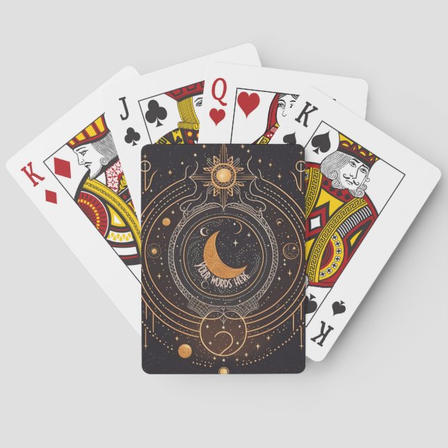 Baraja De Cartas Crea tu propio Celestial Lunar Dorado (Reverso)