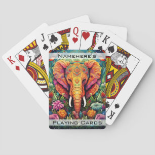 Baraja De Cartas Crea tu propio elefante de selva floral