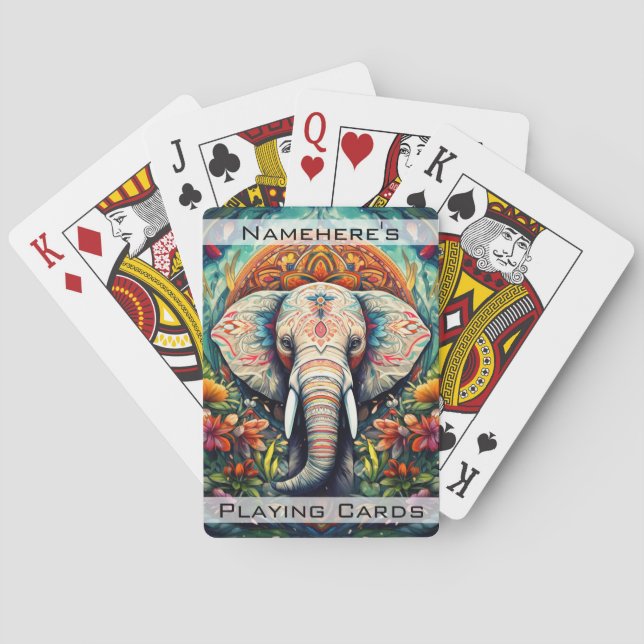 Baraja De Cartas Crea tu propio Elefante Floral Mandala (Reverso)