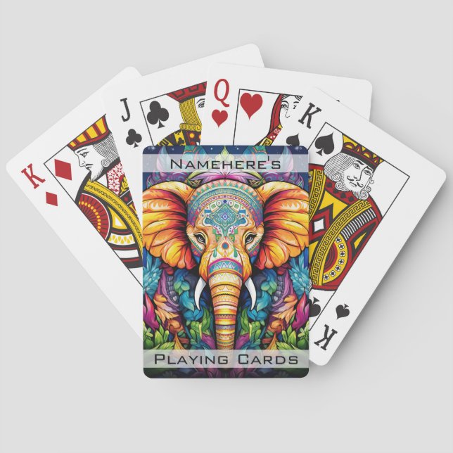 Baraja De Cartas Crea tu propio elefante tribal Boho (Reverso)