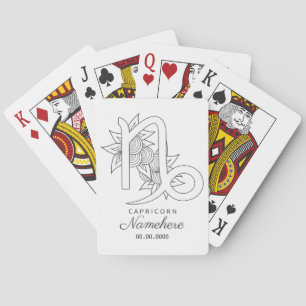 Baraja De Cartas Crea tu propio elegante Capricornio Blanco y Negro