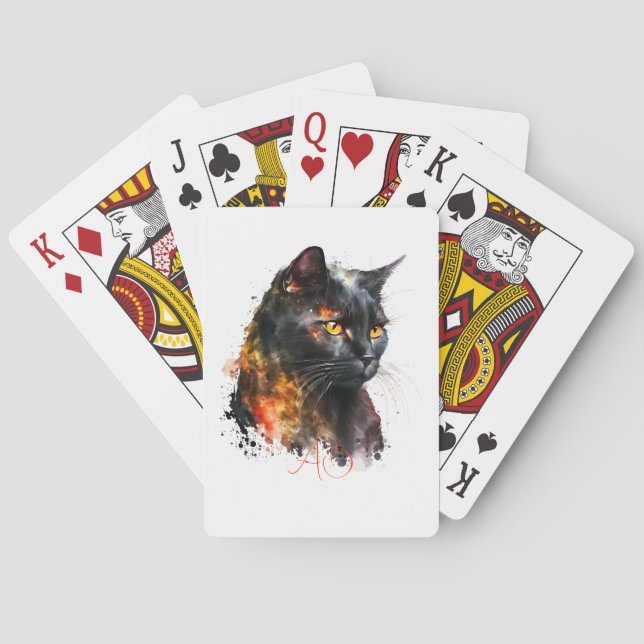 Baraja De Cartas Crea tu propio gato negro furioso (Reverso)