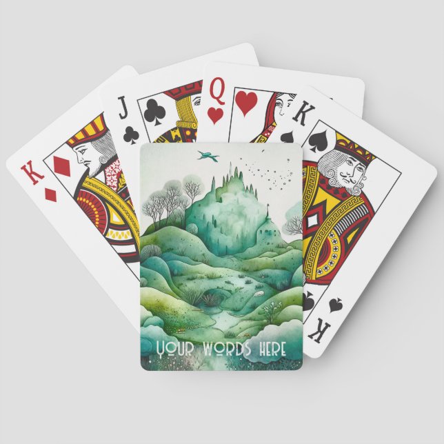 Baraja De Cartas Crea tu propio paisaje verde montañoso (Reverso)