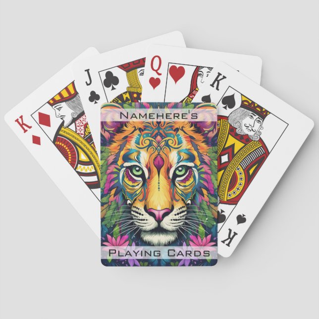 Baraja De Cartas Crea tu propio tigre tribal floral (Reverso)