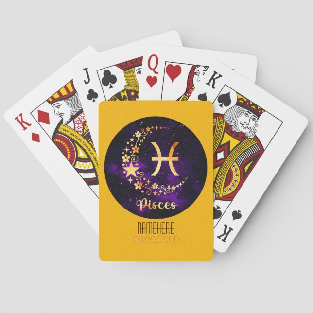 Baraja De Cartas Crea tu propio Zodiac Pisces Celestes Púrpura (Reverso)