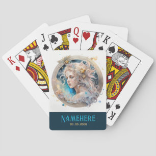 Baraja De Cartas Crea tu propio Zodiac Virgo Mítico Azul y Oro