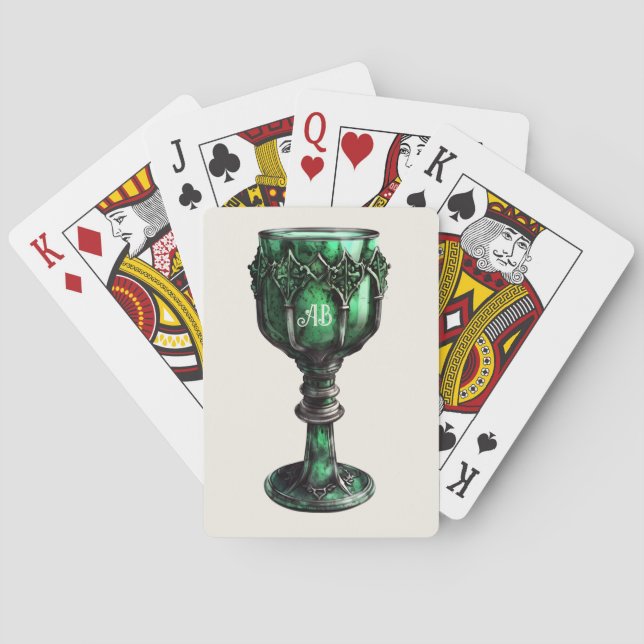 Baraja De Cartas Crear su propio cáliz verde esmeralda (Reverso)