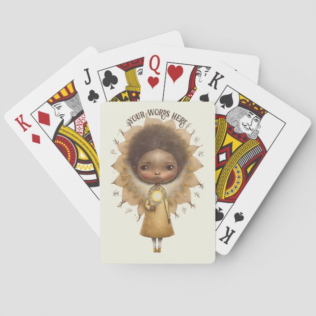 Baraja De Cartas Crear su propio Chica de girasol lindo (Reverso)