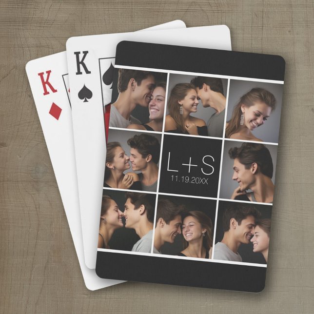 Baraja De Cartas Crear su propio monograma de Collage de fotos Boda (Wedding Playing Cards - Personalize this photo collage)