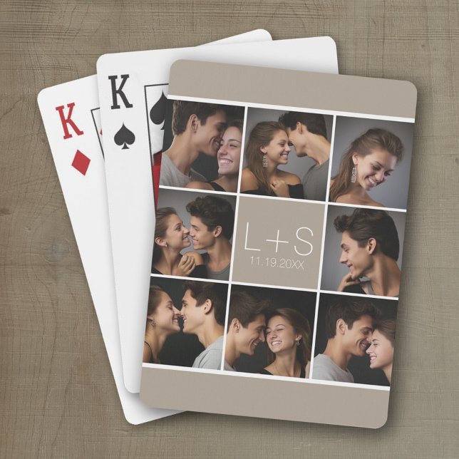 Baraja De Cartas Crear su propio monograma de Collage de fotos Boda (Wedding Playing Cards - Personalize this photo collage)