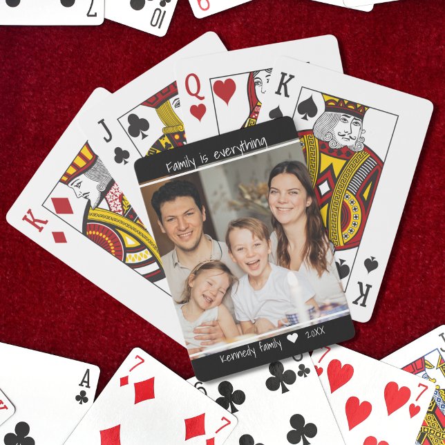 Baraja De Cartas Crear su propio nombre de foto de presupuesto fami (Create Your Own Family Name Family is everything Quote Photo Playing Cards)