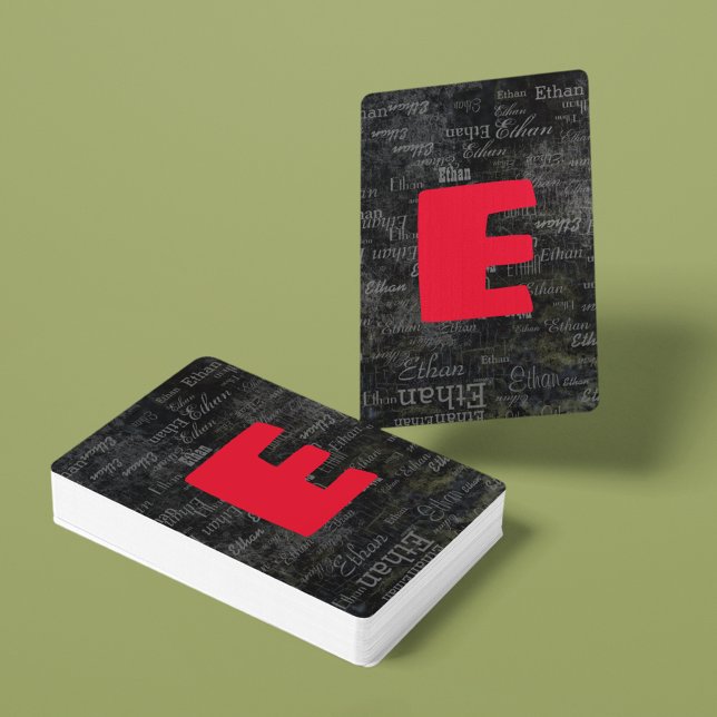 Baraja De Cartas Crear tarjetas de reproducción negras con nombre / (stylish monogram)